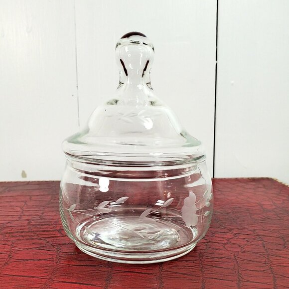 Princess House Heritage Candy Dish 5" clear etched trinket stackable vtg - Picture 3 of 7